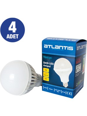 Atlantis 9W Şarjlı LED Ampul