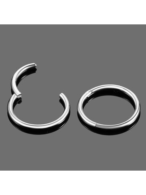 Takıconcept Unisex Gümüş Gri Menteşeli G23 Titanyum Kıkırdak Burun Halkası Hızma Piercing 10MM