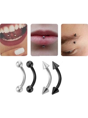 Takıconcept Unisex Siyah Titanyum Kaş Rook Piercing Seti