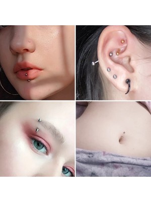 Takıconcept Unisex Siyah Titanyum Kaş Rook Piercing Seti