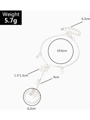 Takıconcept Kelebek ve Yıldız Detaylı Gümüş Renk Şahmeran Bileklik