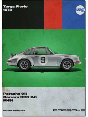 Karizma Tablo Porsche 911 Spor Araba Dekoratif Ahşap Tablo 70CMX 100CM
