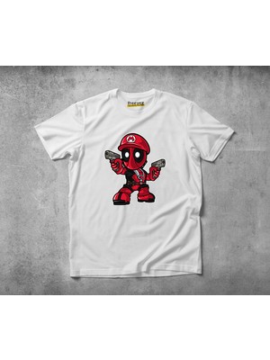 Freeyez Mario Deadpool  Pamuklu Penye T-Shirt
