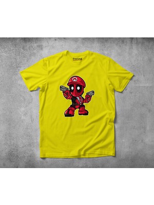 Freeyez Mario Deadpool  Pamuklu Penye T-Shirt