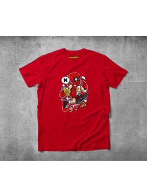 Freeyez Deadpool Basketball  Pamuklu Penye T-Shirt