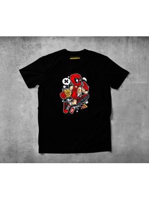 Freeyez Deadpool Basketball  Pamuklu Penye T-Shirt