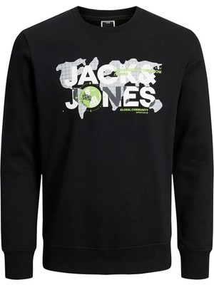 Jack & Jones Baskılı Erkek Çocuk Siyah Sweatshırt Jcodust Sweat Hood Sn Jnr