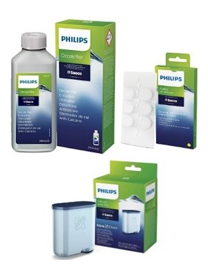 Philips CA6700/10 Espresso Makinesi Kireç Temizleme Solüsyonu , Yağ Çözücü Tablet ve Apuaclean 3'lü Set