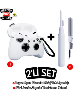 Ewec Pro Uyumlu Oyun Konsolu Xbox Figür Kulaklık Kılıfı ve Beyaz Kulaklık Temizleme Kalemi 2'li Set