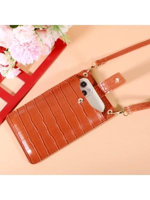 Masoffy Sarı Timsah Desen Messenger Çanta Kadın Pu Deri Omuz Çantası Mini Cep Telefonu Crossbody Çanta Moda Bayan Çanta Alışveriş Çantası (Yurt Dışından)