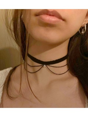 Takıconcept Siyah Zincir, Choker, Kadın Kolye, Boyun Choker Kolye