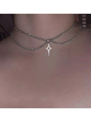 Takıconcept Kuzey Yıldızı Sallantılı Zincir Choker Kolye