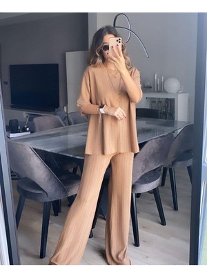 Noble Butik Mevsimlik Açık Kahve Rengi Salaş Ikili Takım