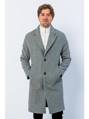 Cekmon Erkek Regular Fit Düğmeli Cepli Kışlık Astarlı Klasik Uzun Kaşe Kaban