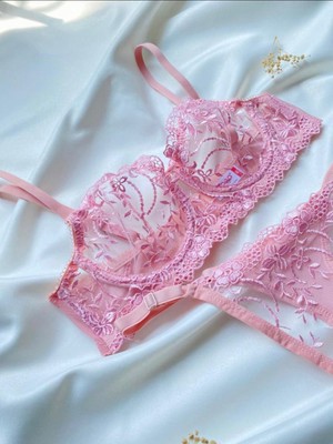 Lumenia Desenli Pembe Sütyen Takımı, Kadın Iç Giyim, Kadın Sexy Iç Çamaşırı,günlük Fantazi Iç Çamaşırı.