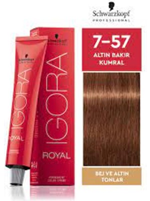 Schwarzkopf Igora Royal 7-57 Altın Bakır Kumral Tüp Saç Boyası