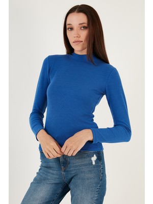 Lela Fitilli Esnek Slim Fit Yarım Balıkçı Yaka Kazak Bayan Kazak 5865344