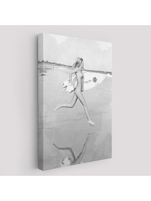 Harita Sepeti Harita Sepetisörfçü Kadın Kanvas TABLO-5240