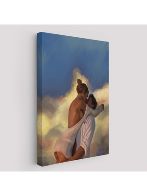 Harita Sepeti Öpüşen Çift Beyaz, Ekbiseli  Kadın Duvar TABLOSU-6102