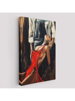 Harita Sepeti Kırmızı Kıyafetli  Kadın Dekoratif Duvar TABLOSU-6106
