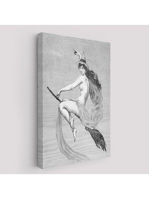 Harita Sepeti Süpürgedeki Cadı, Gotik Sanatcadı Duvar TABLOSU-5190