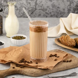 2 Adet 400 ml Mika Kapaklı Pipetli Origami Stil Mika Bardak | Sunum Meşrubat Bardağı -Cam Değildir-