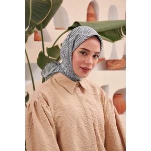 Moda Mevsimi Ipekhan Çizgi Desen Soft Pamuk Viskon Eşarp Gri