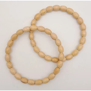 Angel Çanta Aksesuar 12 cm Oval Ahşap Boncuklu Bilezik Model Açık Ahşap Çift Sap