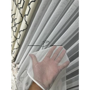 Rendecioğlu Tekstil Tül Perde File Desen Etek Kurşun Sarımlı Lüx Armür