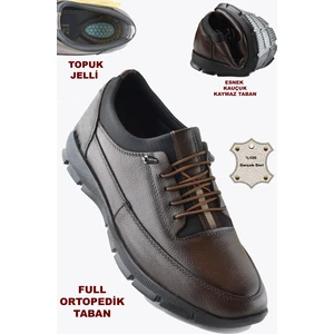 TAB325a Tam Ortopedik Topuk Masajlı Taban Erkek Ayakkabı Hakiki Deri Mevsimlik Ayakkabı