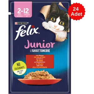 Junior Sığır Etli Pouch Yavru Kedi Konserve Maması 85 gr 24 Adet