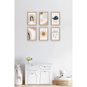 6 Parça Çerçeve Görünümlü Mdf Tablo Seti - 6kıdsartavessa6