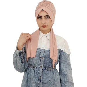 Erasra Class Tasarım Hazır Bone  Şal  Pudra