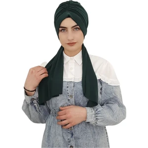 Erasra Class Tasarım Hazır Bone Şal  Zümrüt Yesili