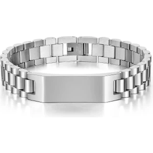 Gri Paslanmaz Çelik Erkek Künye Bileklik ET99