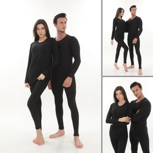 Sauna Suit Uzun Kollu Termal Içlik Takım Bay Bayan Unisex Atlet Tayt Şardonlu Pamuklu Kışlık Tayt