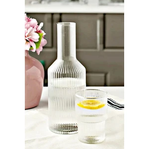 Bardaklı Başucu Sürahi Bardak Seti - Origami Stil Cam Karaf