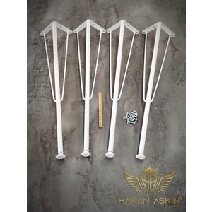 By Hakan Aşkın 70 cm Metal Beyaz Masa Firkete Ayağı ve Takımı 4'lü