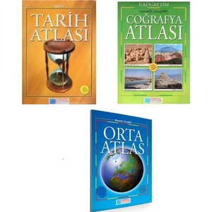 Evrensel İletişim Yayınları   3 Lü Atlas  Set Coğrafya Atlası + Orta Atlası + Tarih Atlası