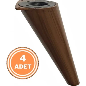 4 Adet Retro Açılı Konik Plastik Mobilya Ayak Koltuk Ayağı 15 cm Ceviz