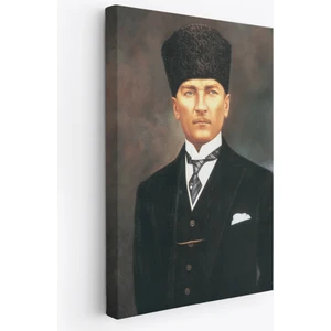 Harita Sepeti Atatürk Portre Tablosu Mustafa Kemal Atatürk Dikdörtgen Dekoratif Kanvas Tablo-Cö-65