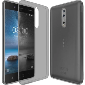 Nokia 8 Kılıf Soft Silikon Şeffaf-Siyah Arka Kapak
