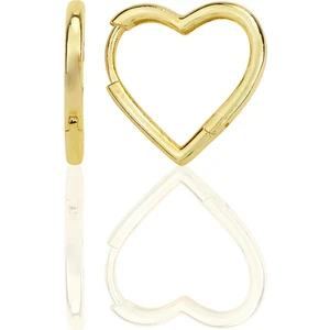 Söğütlü Silver Gümüş Altın Yaldızlı Özel Tasarım 16 mm Kalp Küpe SGTL12283GOLD