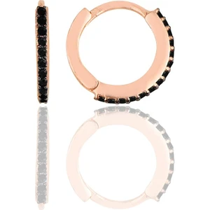 Söğütlü Silver Gümüş Rose Siyah Taşlı 12 mm Halka Küpe SGTL11299SIYAH