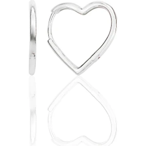 Söğütlü Silver Gümüş Rodyumlu Özel Tasarım 20 mm Kalp Küpe SGTL12282RODAJ