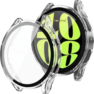 Novstrap Samsung Galaxy Watch 6 Seri 44MM ile Uyumlu Ekran Koruyucu Cam ve Kasa Koruyucu Sert Pc