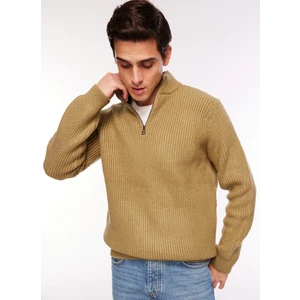 Fabrika Comfort Bato Yaka Regular Fit Jakarlı Açık Haki Erkek Kazak FC3WM-KZK333