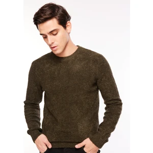 Bisiklet Yaka Basic Düz Haki Erkek Kazak F3WM-KZK147