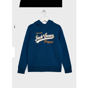 Jack & Jones Baskılı Erkek Çocuk Koyu Mavi Sweatshırt Jjelogo Sweat Hood 2 Col 22/23 Noos