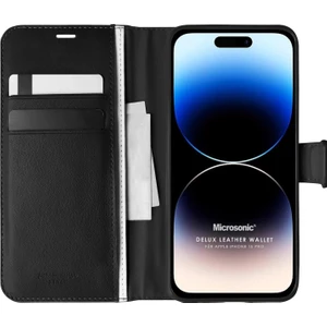 Apple iPhone 15 Pro Kılıf Delux Leather Wallet Siyah